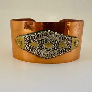 Copper Cuff Bracelet with Intricate Design